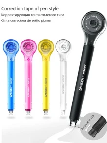 5 piezas Cinta de corrección de blanqueamiento unicolor con estampado de letra simple portátil para oficina