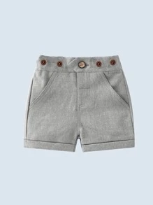 BOARNSEORL Baby Boys' Casual Gray Shorts, Versatile For Outings, Travel, School, Summer - Light Grey - View 1