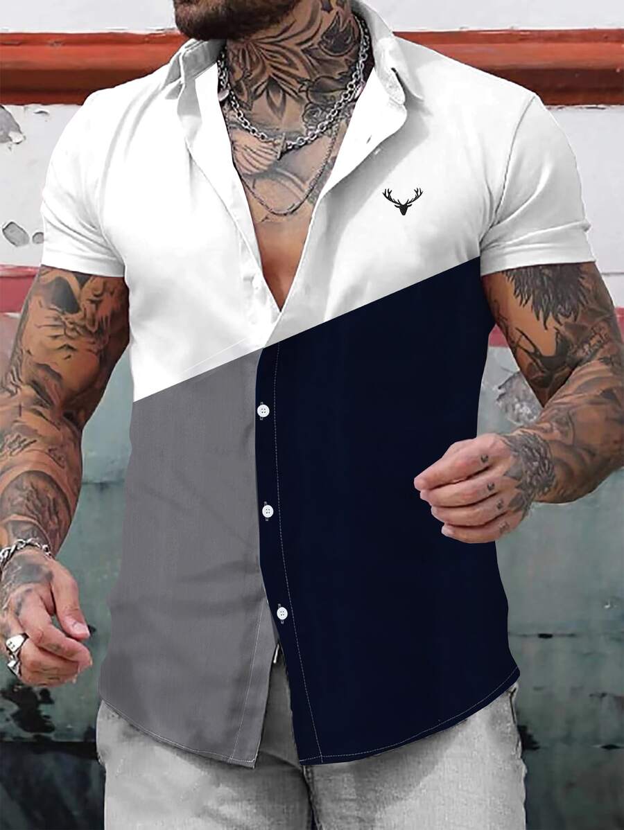 Manfinity Men Color Block Shirt Without Tee - Multicolor - View 1