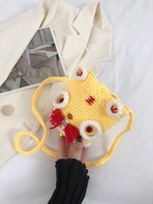 Bolso de ganchillo mini tigre de dibujos animados cara adorno dulce