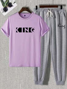 Manfinity Homme Bộ hai mảnh Nam Dây kéo Lá thư Giải trí - Nhiều màu - Xem 3