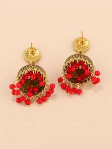 串珠流苏耳环 耳坠 - 彩色 - 查看 2