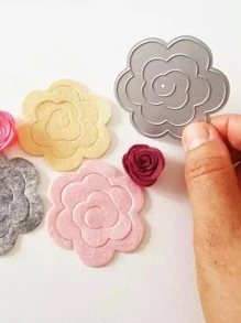 1入組鐵質切割模具家用花卉設計DIY蝕刻模板工藝模具 - 銀色 - 查看 5