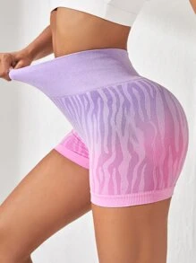 Yoga Trendy 漸變圖案寬腰帶運動短褲 - 彩色 - 查看 6