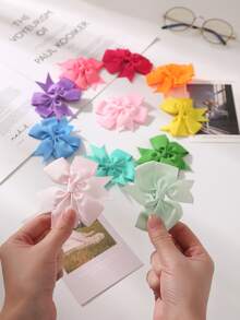 21入組女士日常生活用蝴蝶結裝飾鱷魚皮髮夾 - 彩色 - 查看 3