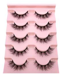 HBZGTLAD 5 Cặp Lông Mi Chồn 3D Tự Nhiên, Lông Mi Giả Dài Mềm Mại Phù Hợp Sử Dụng Hàng Ngày - màu đen - Xem 1