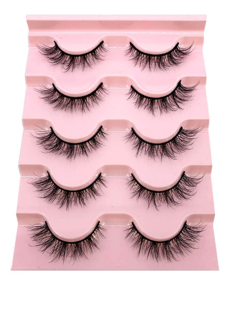 HBZGTLAD 5 Cặp Lông Mi Chồn 3D Tự Nhiên, Lông Mi Giả Dài Mềm Mại Phù Hợp Sử Dụng Hàng Ngày - màu đen - Xem 1