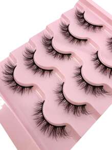 HBZGTLAD 5 Cặp Lông Mi Chồn 3D Tự Nhiên, Lông Mi Giả Dài Mềm Mại Phù Hợp Sử Dụng Hàng Ngày - màu đen - Xem 2