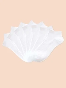 7pairs Men Solid White Ankle Socks For Summer - White - View 2