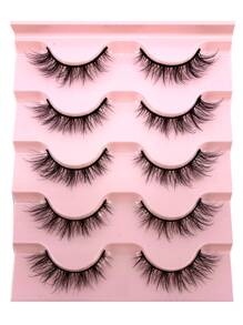 HBZGTLAD 5 Cặp Lông Mi Chồn 3D Tự Nhiên, Lông Mi Giả Dài Mềm Mại Phù Hợp Sử Dụng Hàng Ngày - màu đen - Xem 8