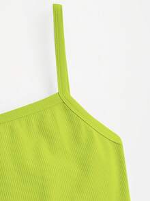 SHEIN BASICS Solid Cami Bodycon Dress - Lime Green - View 7