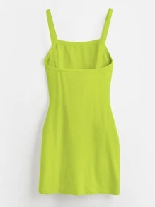 SHEIN BASICS Solid Cami Bodycon Dress - Lime Green - View 8