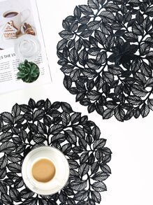 1-12 piezas Manteles individuales con forma de hoja moldeados en PVC, manteles individuales minimalistas y creativos para la mesa