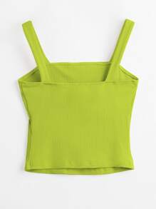 SHEIN BASICS 夏季純色寬帶背心上衣 - 青檸色 - 查看 5