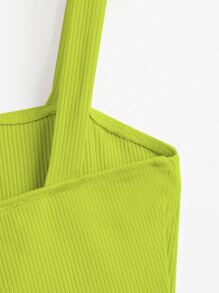 SHEIN BASICS 夏季純色寬帶背心上衣 - 青檸色 - 查看 8