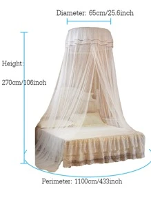 1pc Polyester Mosquito Net, Modern Lace Decor Bed Canopy For Bedroom - White - View 2