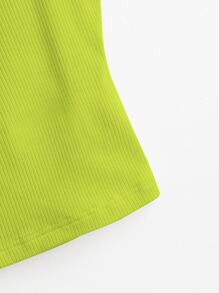 SHEIN BASICS 夏季純色寬帶背心上衣 - 青檸色 - 查看 9