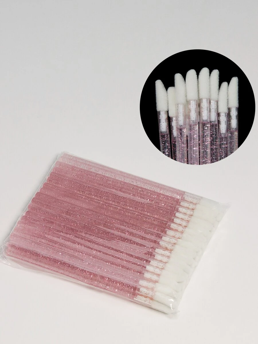Glamlash 50入組睫毛眉刷,唇釉唇刷,眼影唇膏睫毛膏刷子 - 淺粉色 - 查看 1