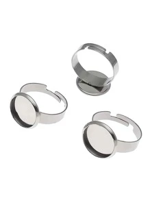 10 件/套不鏽鋼首飾時尚男式女式凸圓形戒指空白底座適合鑲嵌 8 10 12 14 16 18 20 毫米寶石瑪瑙首飾製作配件 - 銀色 - 查看 3