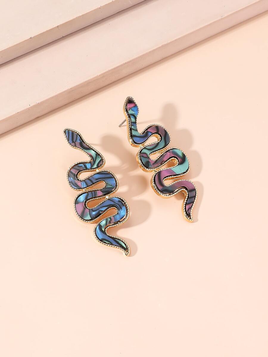 Pendientes de tachuela con diseño de serpiente - Multicolor - Ver 1