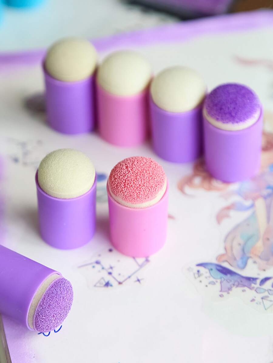 5pcs Solid Color Paint Sponge Foam Brush Set, Simple Multi-Purpose Finger Paint Sponge For DIY Paint Craft Painting Back To School,Back To School,School Supplies