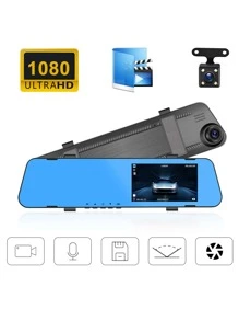 4.5 Inch 1080P IPS Screen Automobile Recorder Car DVR Camera Car Data Recorder Dual Mirror Rearview - Black - View 1