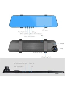 4.5 Inch 1080P IPS Screen Automobile Recorder Car DVR Camera Car Data Recorder Dual Mirror Rearview - Black - View 7