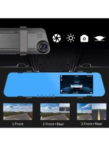 4.5 Inch 1080P IPS Screen Automobile Recorder Car DVR Camera Car Data Recorder Dual Mirror Rearview - Black - View 8