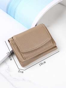 Ví mini nữ mới, ví ngắn có khóa bấm, ví đựng tiền xu dung lượng lớn, ví gập ba, tiện dụng, đựng tiền mặt, phù hợp cho phụ nữ công sở, có thể sử dụng khi đi học, đi làm, kinh doanh, đi lại, văn phòng và các dịp khác, cũng có thể dùng làm quà tặng kỷ niệm, quà tặng cặp đôi, quà sinh nhật, quà tặng ngày Valentine. - Màu Khaki - Xem 3