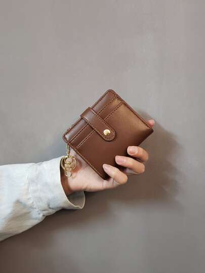 Stitch Detail PU Brown Pocket Wallet Small ID Window Bi-Fold Women Wallet PU Leather Credit Card Minimalist Fashion Modern Business Anniversary On Valentine Day For Birthday Gift Gift Couple Women Girls Lady Female Gift Gift Bag Present Gifts For Teachers For Women Wallet Purse Wallet Small Wallet