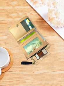 Tassel Decor Small Wallet PU Black - Black - View 5