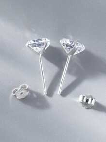 1 Đôi Bạc Quyến Rũ Đính Đá Cubic Zirconia Trang Trí Bông Tai Dành Cho Nam Trang Trí Hàng Ngày - Bạc - Xem 2