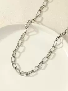Minimalist Chain Necklace - Silver - View 1