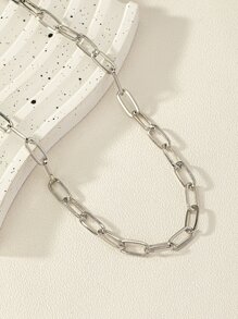 Minimalist Chain Necklace - Silver - View 2