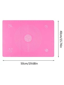 1pc Silicone Baking Mat, Minimalist Baking Mat For Kitchen Baking - Pink - View 2