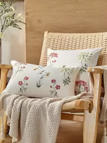 1pc Wildflower Embroidery Pillowcase Suitable For All Seasons, Home Decor - Multicolor - View 3