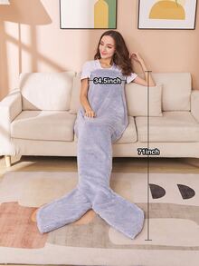 1pc Mermaid Design Throw Blanket - Mauve Purple - View 3