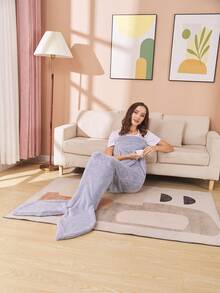 1pc Mermaid Design Throw Blanket - Mauve Purple - View 5