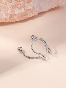 男士不銹鋼鼻環不銹鋼受歡迎穿孔身體鏈禮品適合女士和男士 - 銀色 - 查看 4