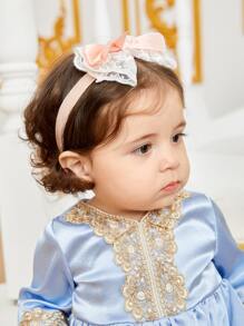 2入組嬰兒花和蝴蝶結裝飾髮帶 - 粉色 - 查看 4