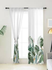1pc Tropical Pattern Curtain, Modernist Polyester Blackout Curtain For Bedroom - Multicolor - View 5