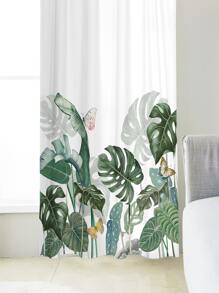 1pc Tropical Pattern Curtain, Modernist Polyester Blackout Curtain For Bedroom - Multicolor - View 6