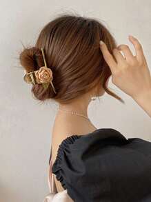 1入組女士花朵裝飾時尚髮爪適用於頭髮裝飾用品