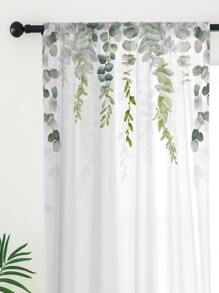 1入組植物圖案窗簾現代滌綸遮光窗簾適用於臥室 - 彩色 - 查看 6