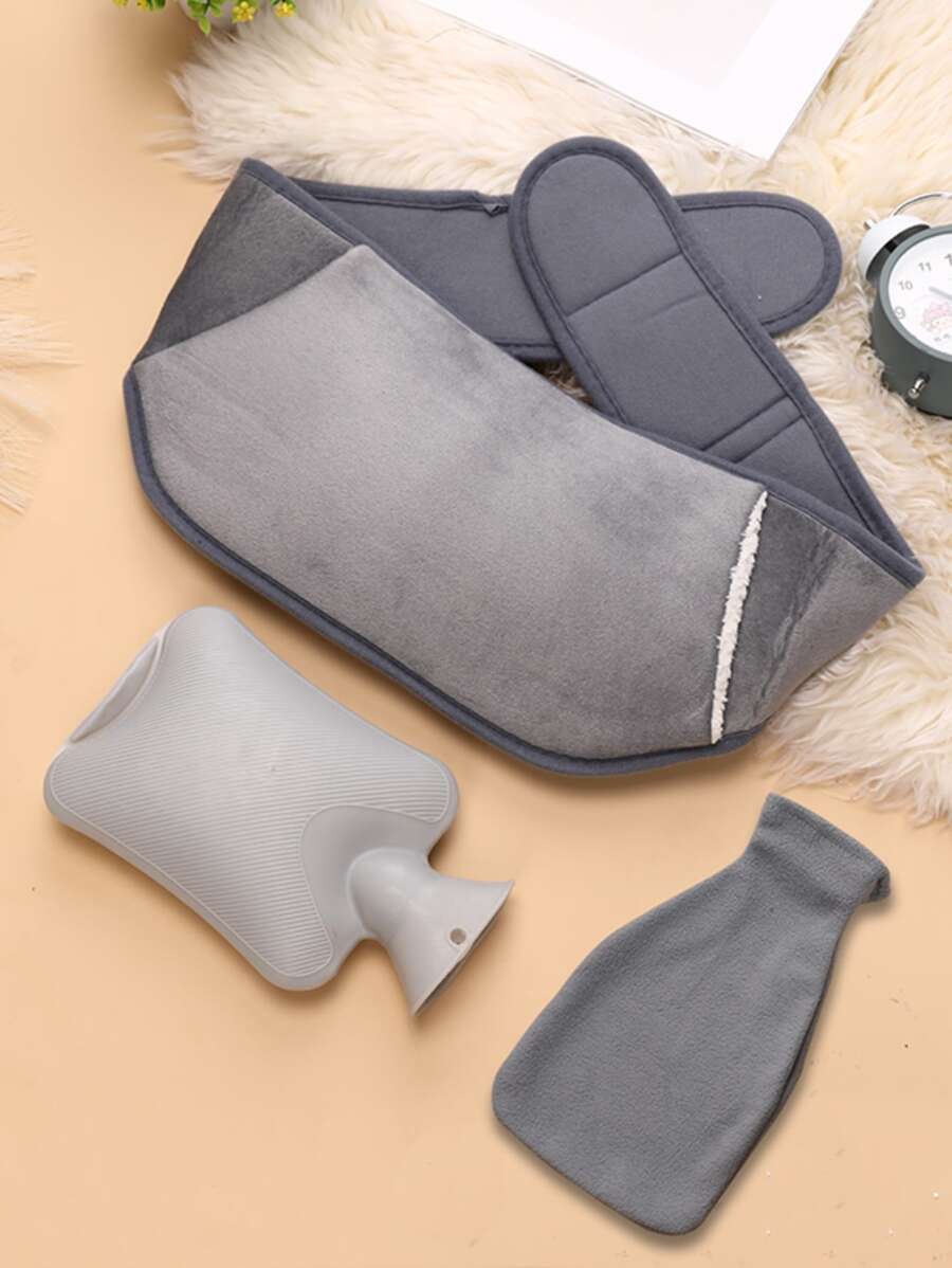 3 piezas/set bolsa de agua caliente con calentador de cinturón y cubierta, juego moderno de calentador de manos de poliéster para el hogar - Gris - Ver 1