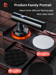 1入組黑色大功率汽車拋光機機器無綫電動拋光蠟工具速度可調無繩汽車拋光打蠟機器 - 黑色 - 查看 7