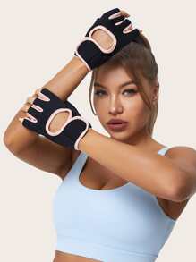 1pair Half-Finger Gloves Gym Accessories - Pink - View 5