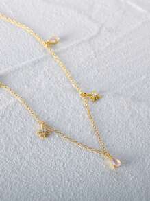 1 件 925 纯银水滴星形吊坠银项链女士精美珠宝 - 金色 - 查看 5