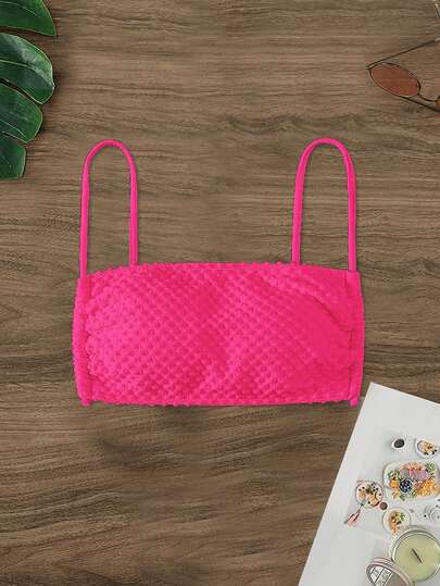 素色比基尼泳裝上衣