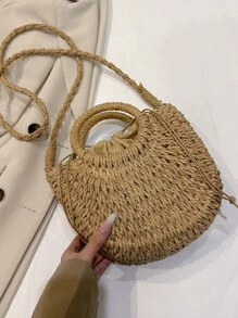 Minimalist Small,Women Bags For Vacation,Holiday,Straw Purse,Straw Beach Bag,Beach Necessities,Beach Essentials,Beach Stuff & Summer Essentials, Best Women Bag For Beach Vibes, Wicker Bag - Khaki - View 7